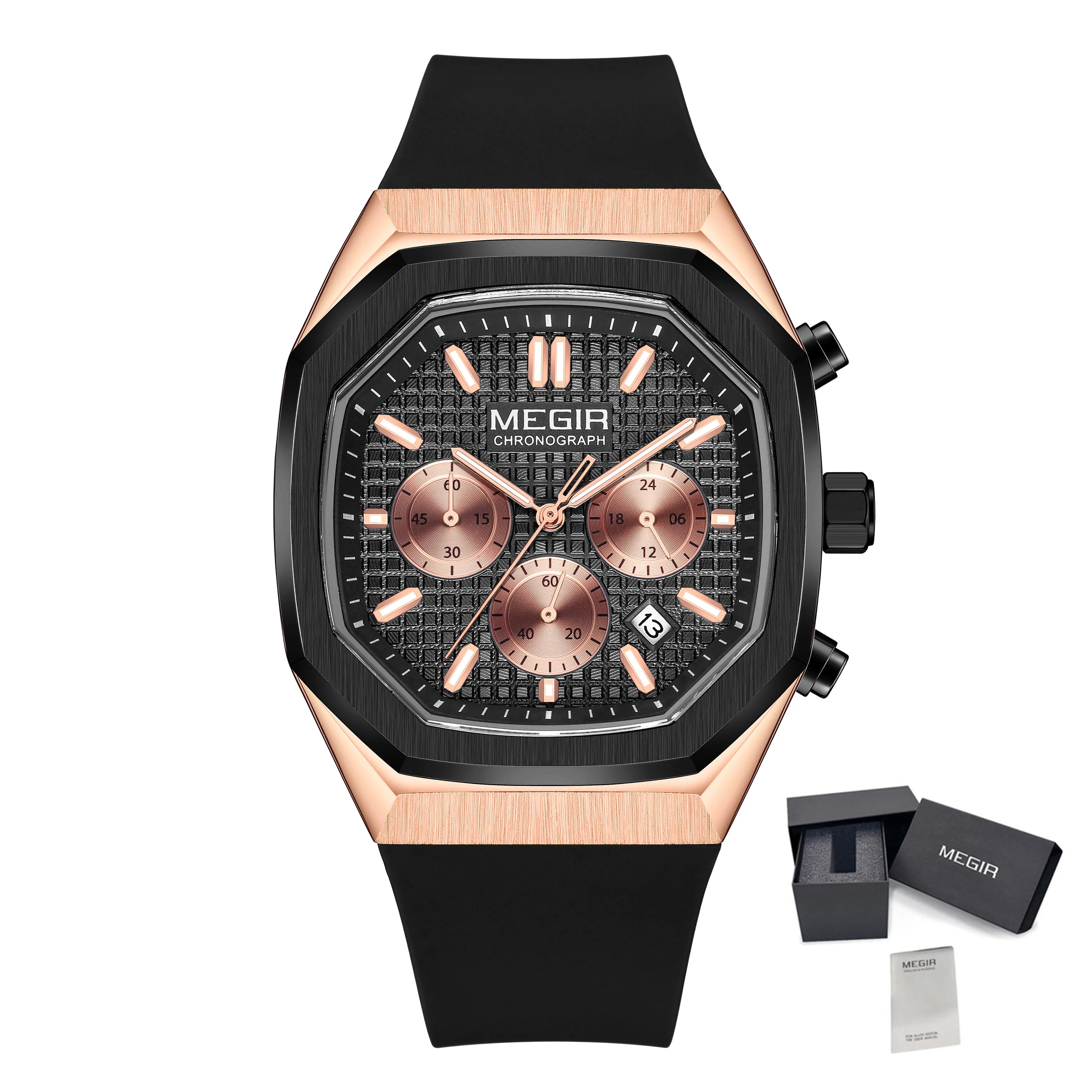 MEGIR 2215 Men’s Sport Watch with Chronograph, Silicone Strap & Analog-Digital Display