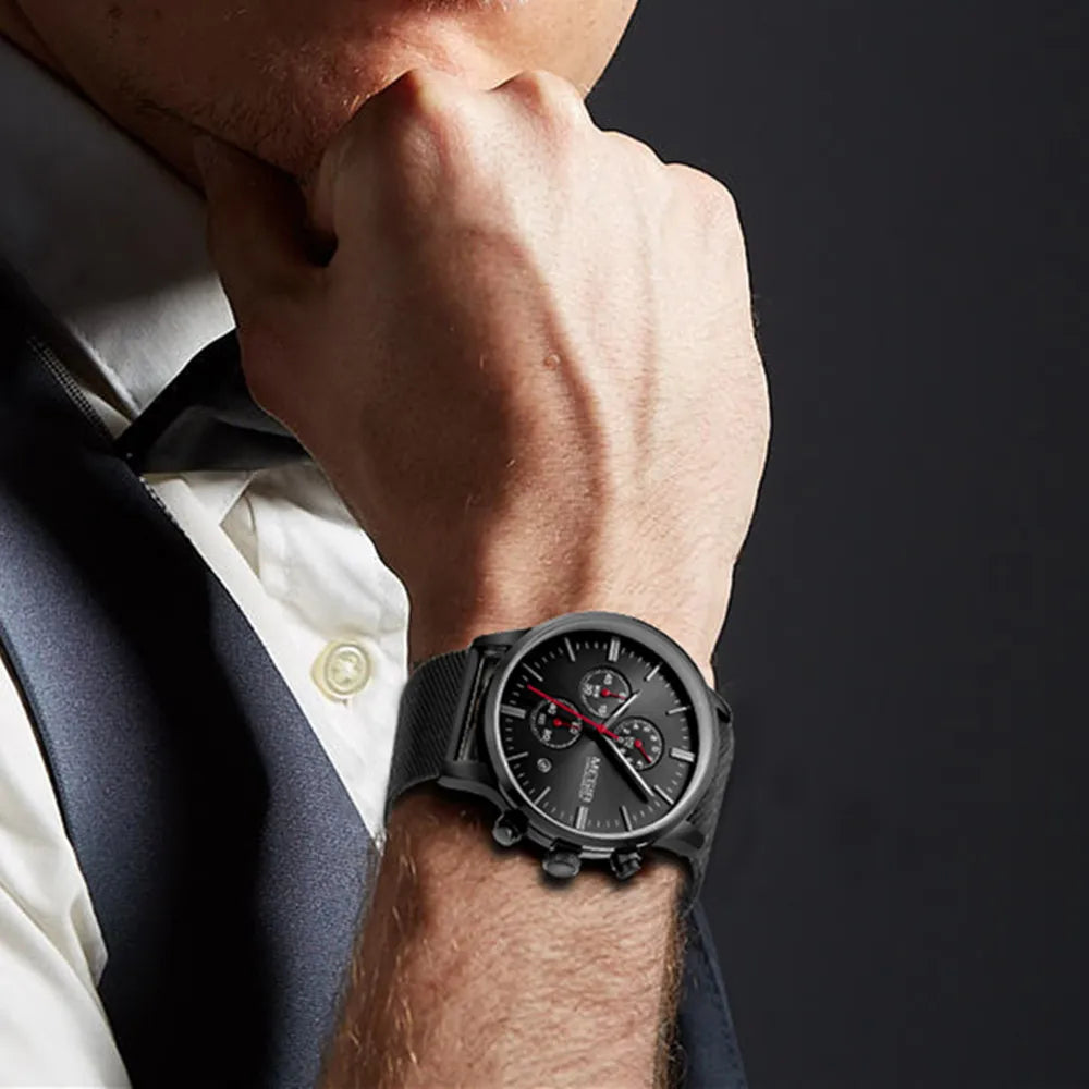 MEGIR Men’s Quartz Waterproof Watch with Chronograph and Night Light