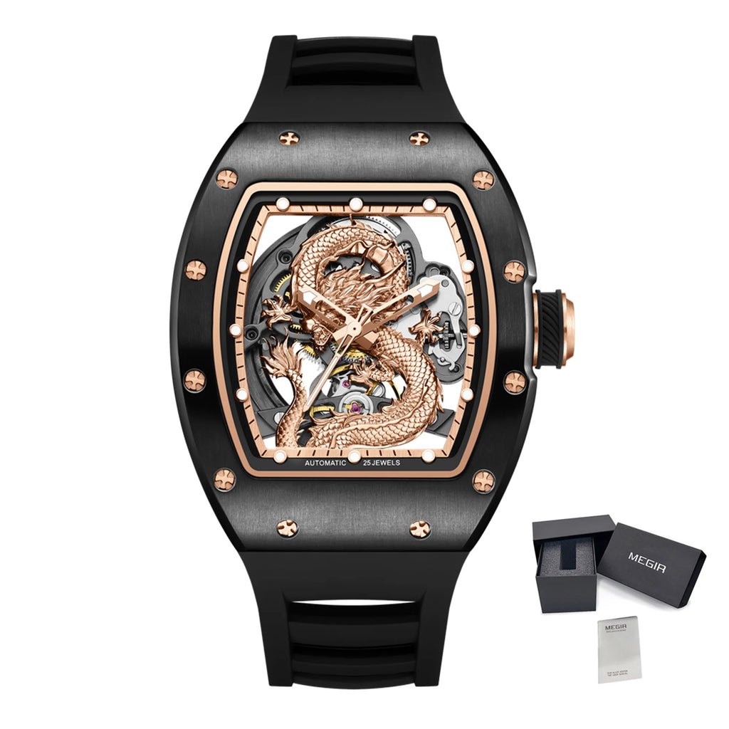 MEGIR Vision Automatic – Luxus-Herrenuhr mit skelettiertem Zifferblatt