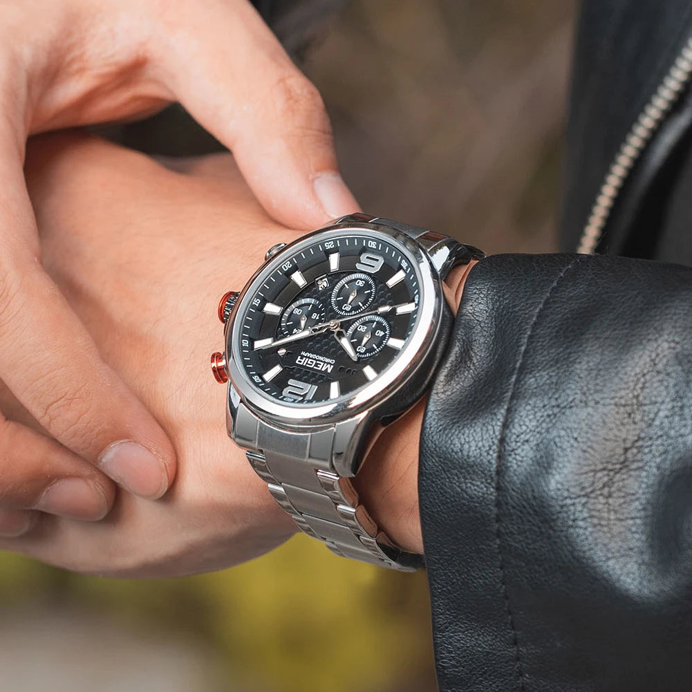 Megir SteelLux Chrono – Men's Stainless Steel Watch 3ATM