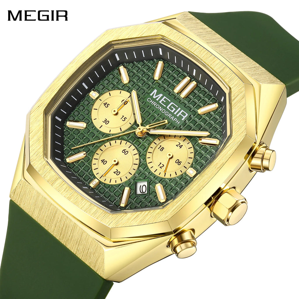 MEGIR 2215 Men’s Sport Watch with Chronograph, Silicone Strap & Analog-Digital Display