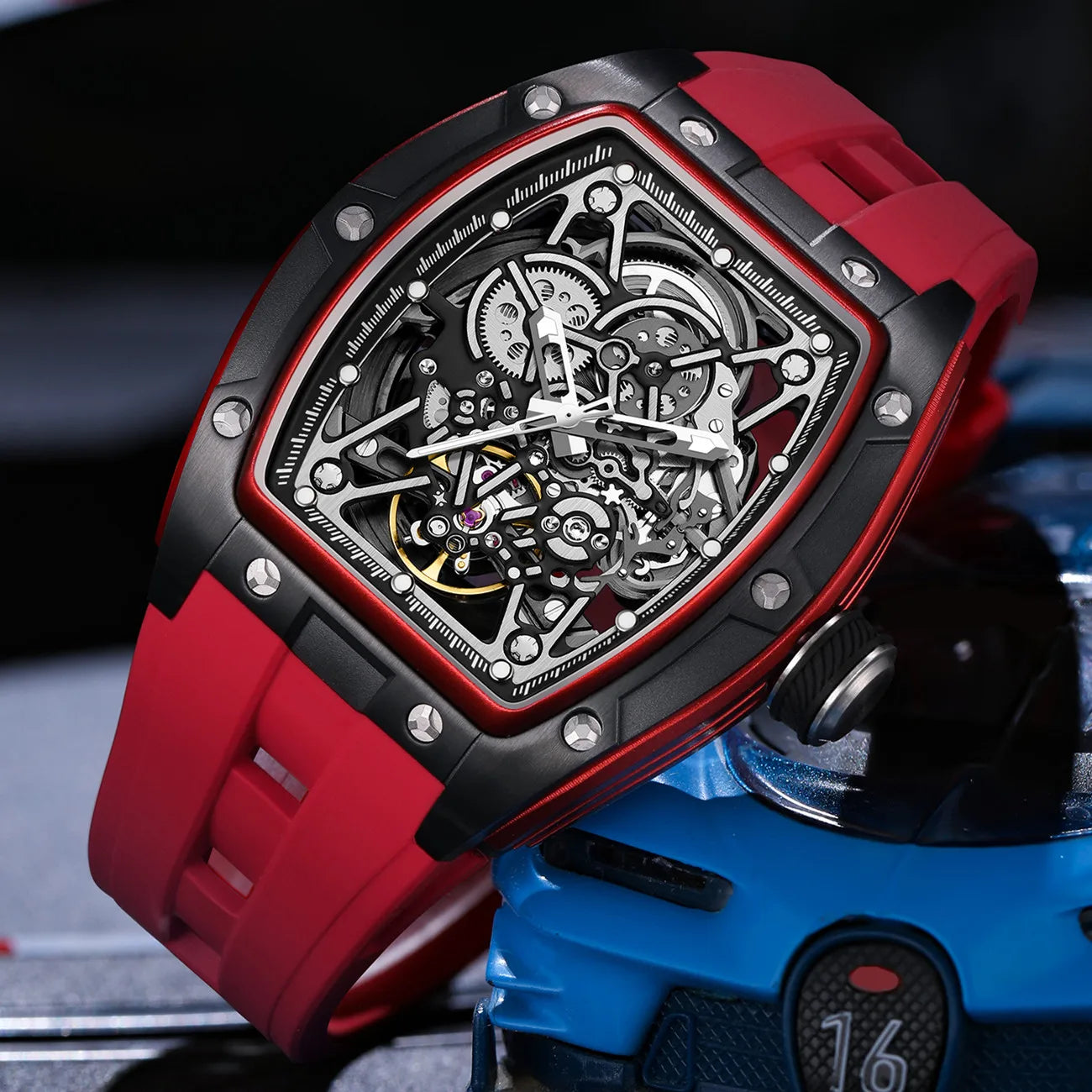 Men’s Automatic Sport Watch 9198-3 with Silicone Strap