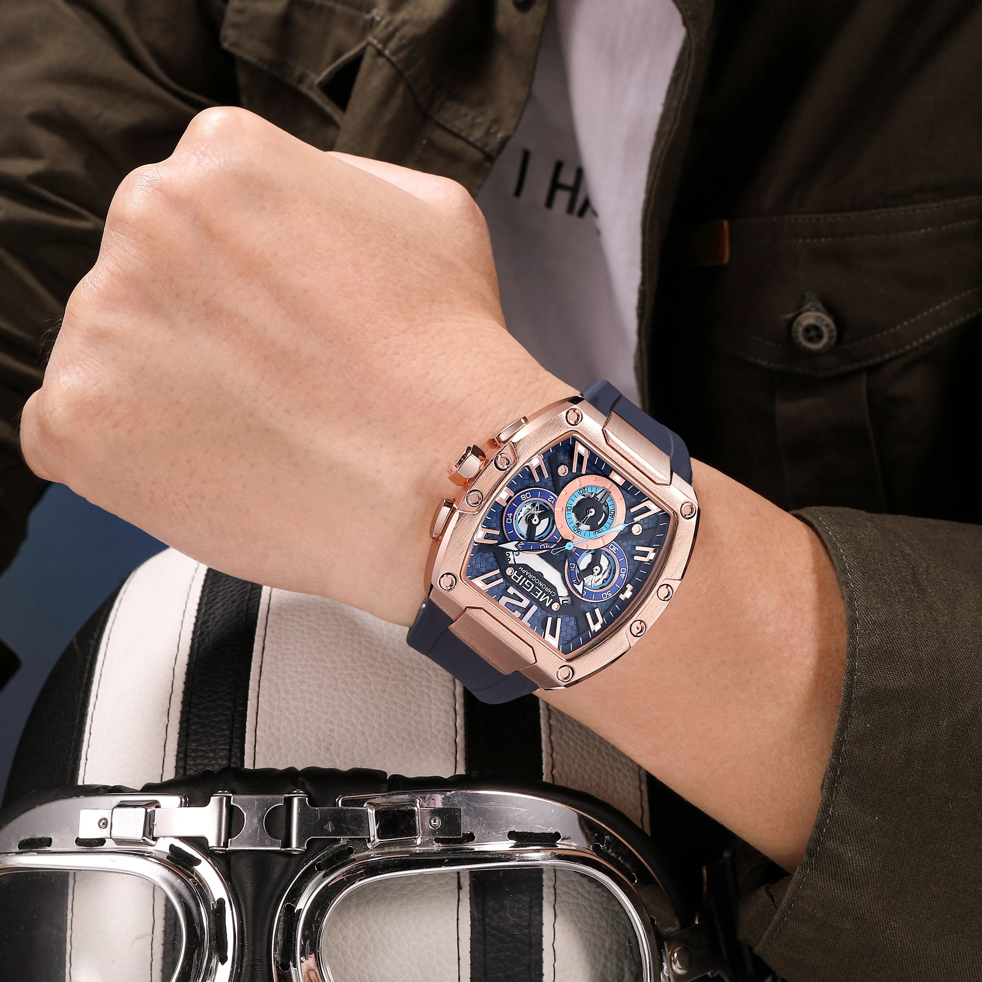 MEGIR Military 8112 Sport Watch with Chronograph and Silicone Strap