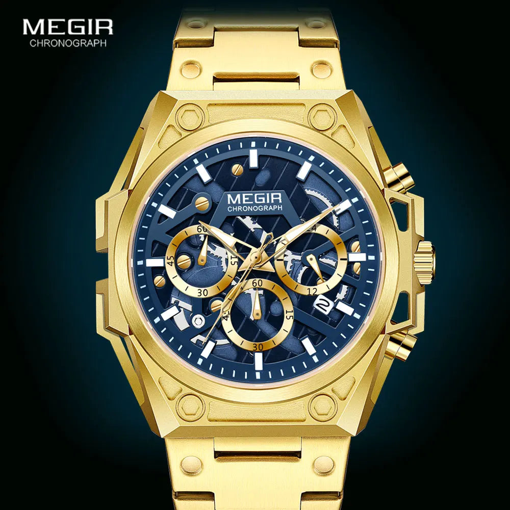 Megir LuminousSteel – Men's Stainless Steel Chronograph Watch