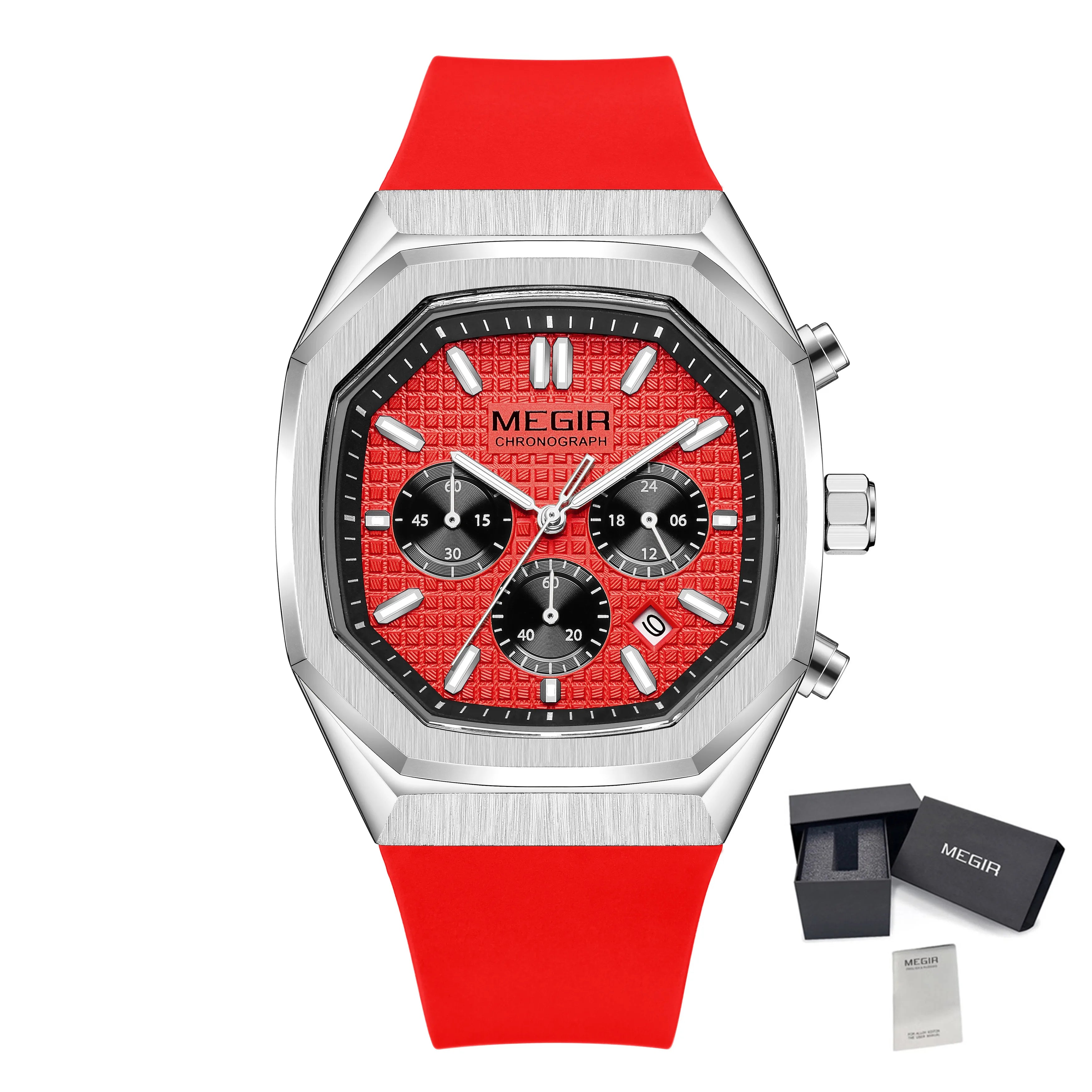 MEGIR 2215 Men’s Sport Watch with Chronograph, Silicone Strap & Analog-Digital Display