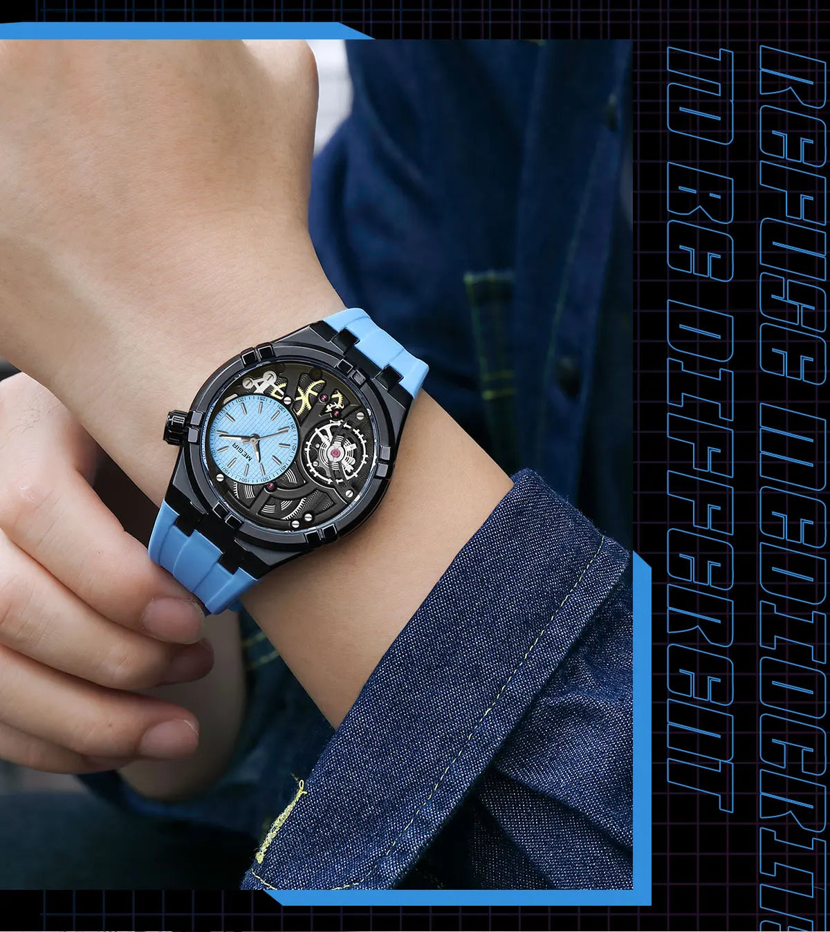 Herren-Sportuhr 4080 – Wasserdicht mit Leuchtanzeige und Silikonarmband 