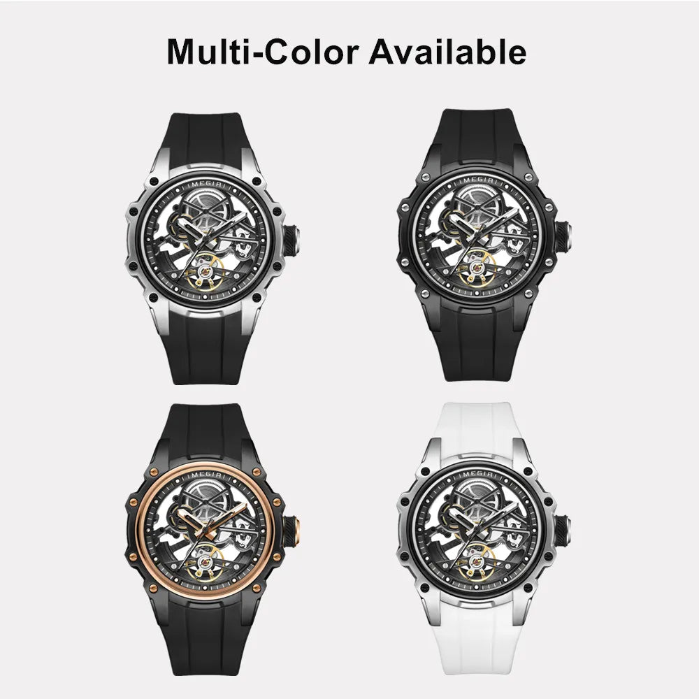 Luxury Men’s Automatic Mechanical Watch with Stainless Steel Skeleton Dial