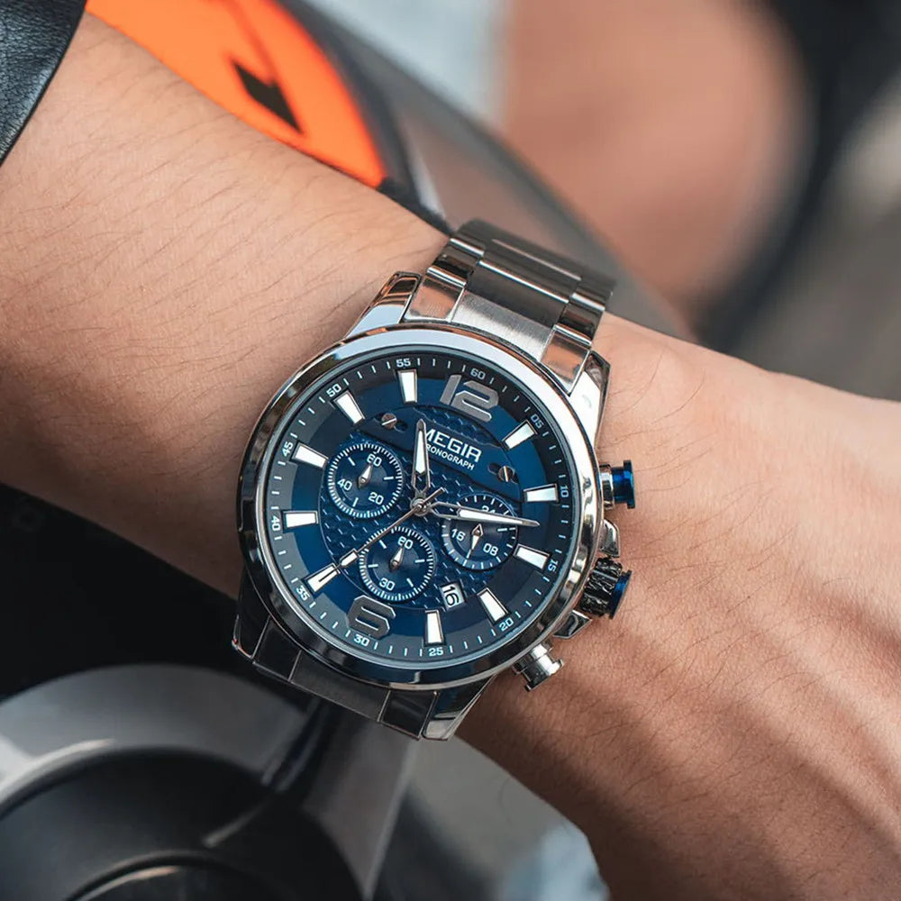 Megir SteelLux Chrono – Men's Stainless Steel Watch 3ATM