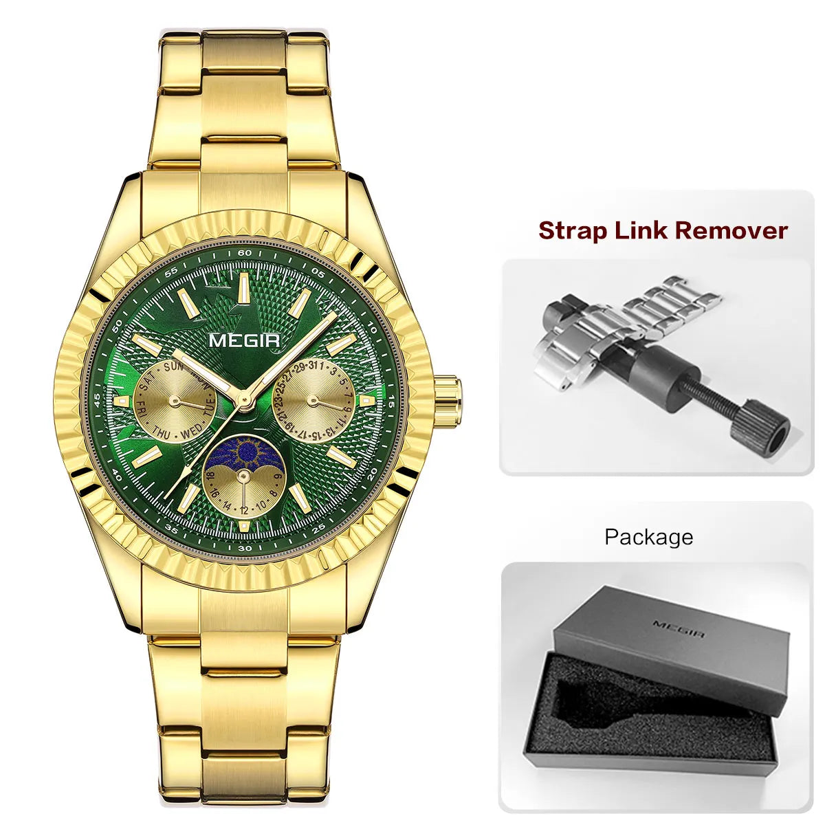 Megir MoonMaster – Men's Business Watch in Stainless Steel