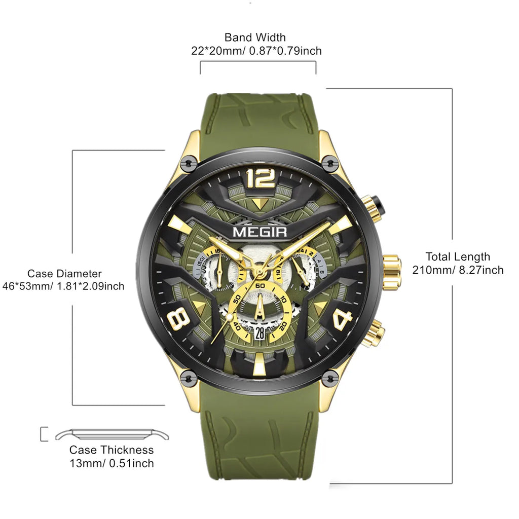 MEGIR – Men’s Military 2222 Quartz Watch with Chronograph and Silicone Strap