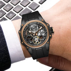 Luxury Men’s Automatic Mechanical Watch with Stainless Steel Skeleton Dial