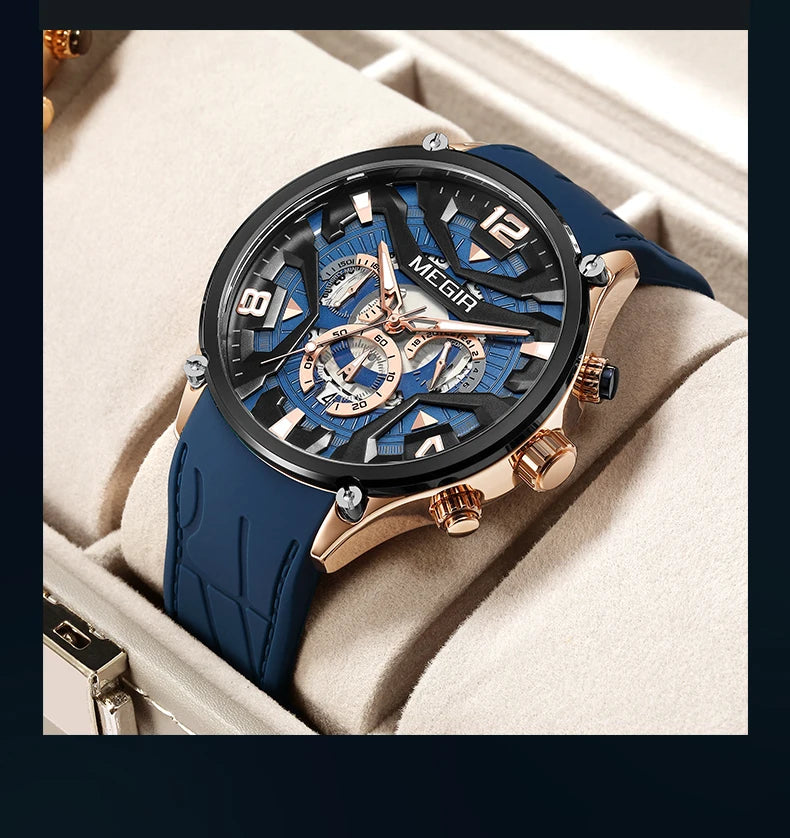 MEGIR – Men’s Military 2222 Quartz Watch with Chronograph and Silicone Strap