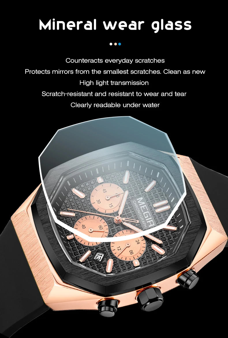 MEGIR 2215 Men’s Sport Watch with Chronograph, Silicone Strap & Analog-Digital Display