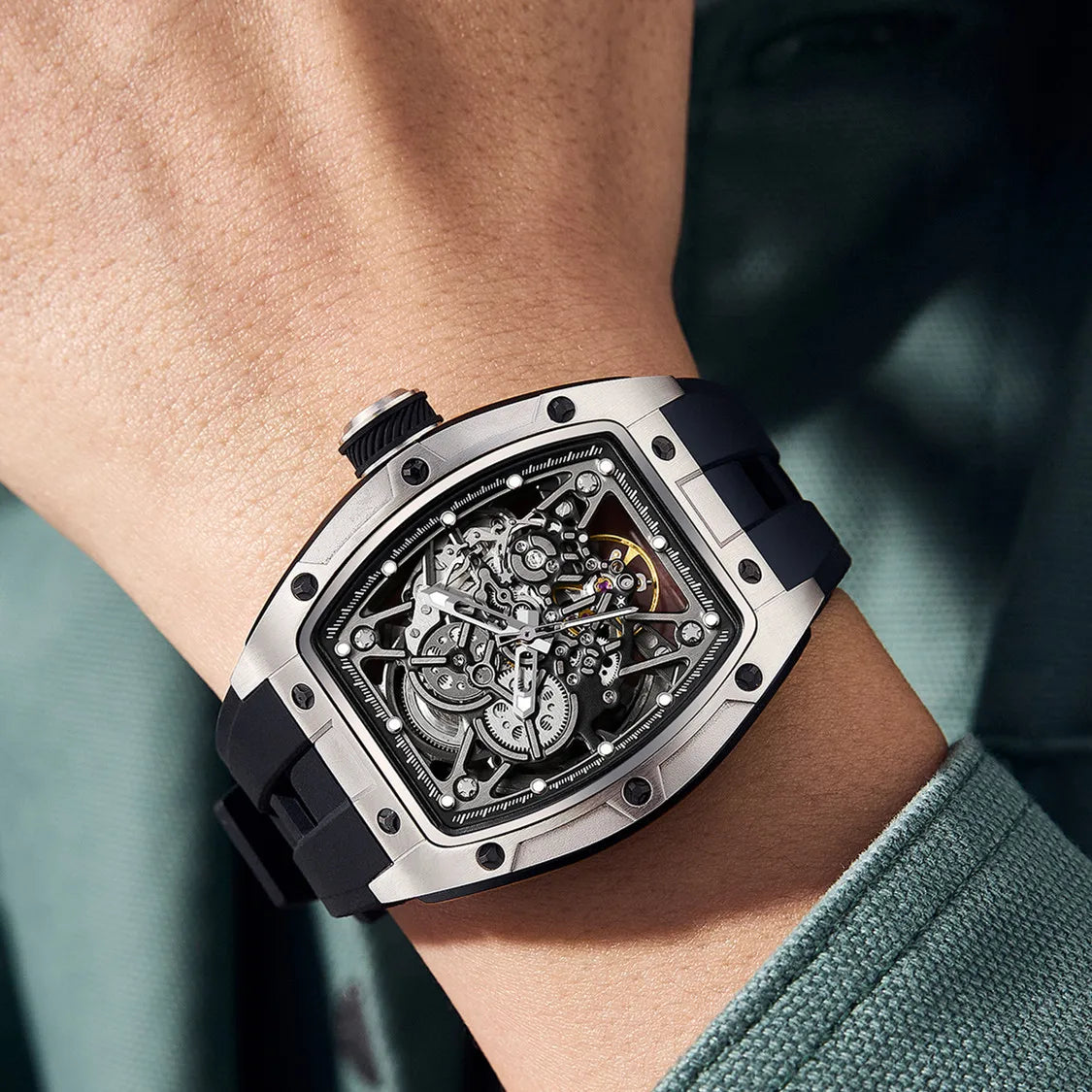 Men’s Automatic Sport Watch 9198-3 with Silicone Strap