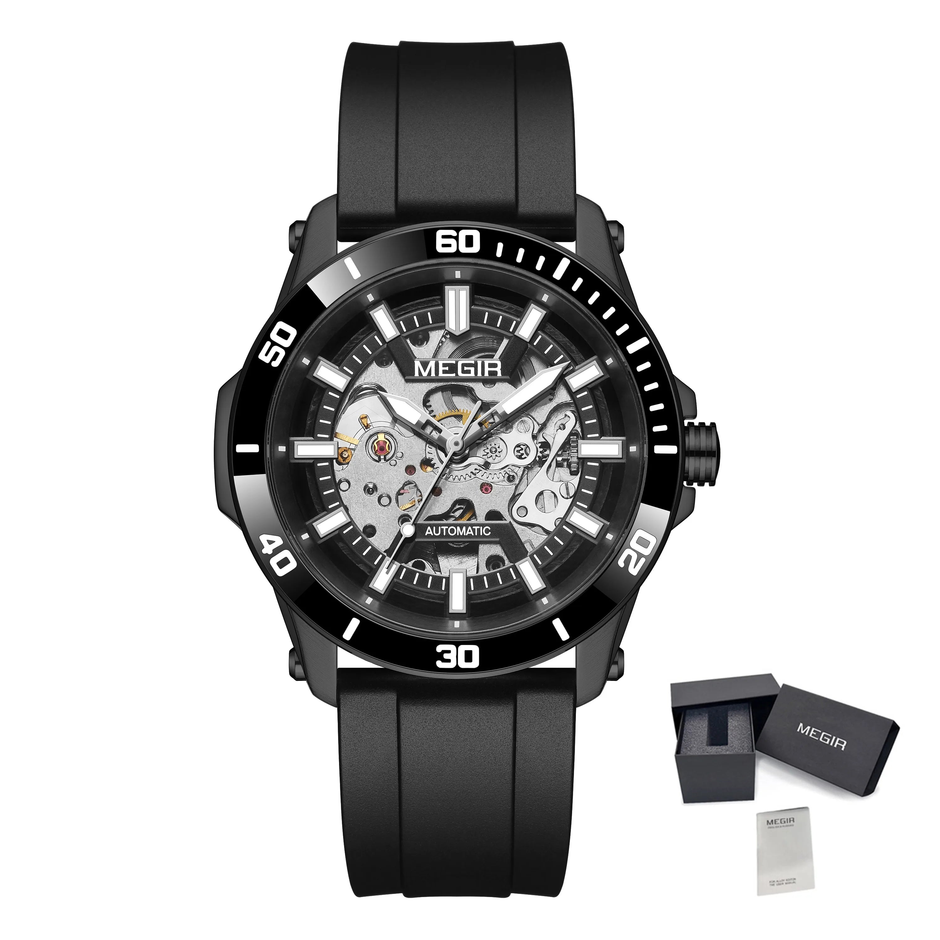 MEGIR 8605 Men’s Mechanical Watch with Stainless Steel Case and Sapphire Crystal