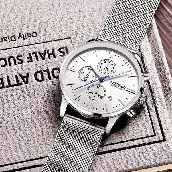 MEGIR Men’s Quartz Waterproof Watch with Chronograph and Night Light