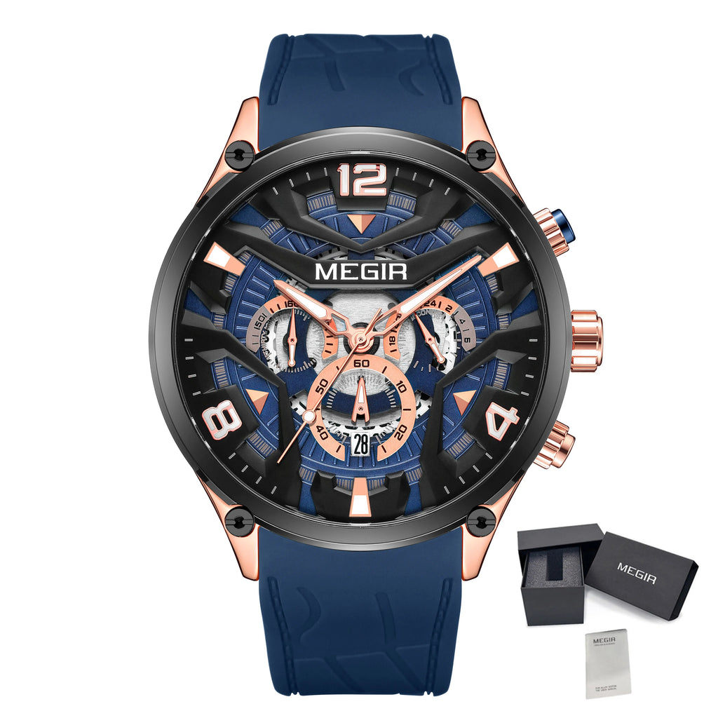 MEGIR – Men’s Military 2222 Quartz Watch with Chronograph and Silicone Strap