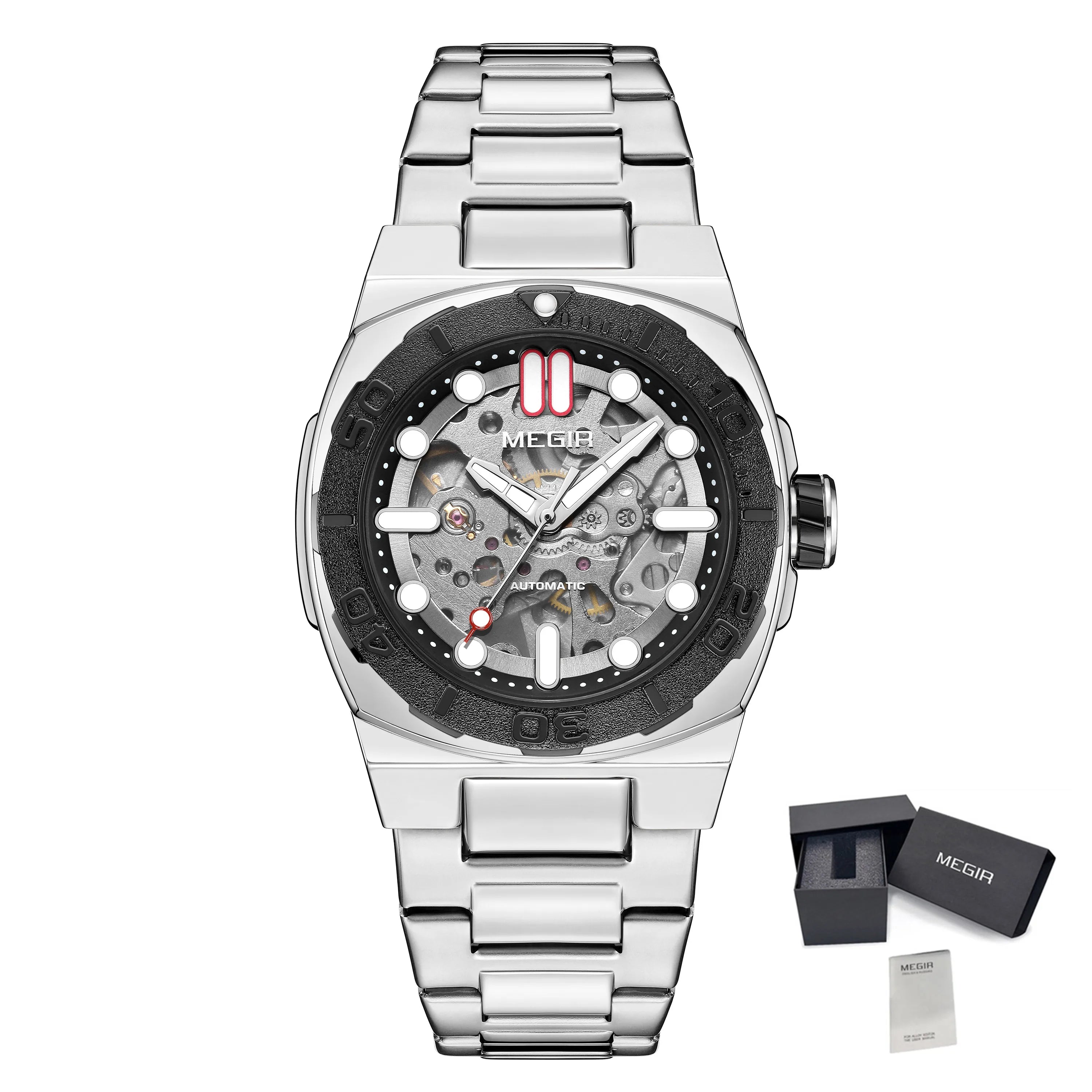 Men’s SteelCore Skeleton Automatic Watch — Stainless Steel Strap and Water Resistant
