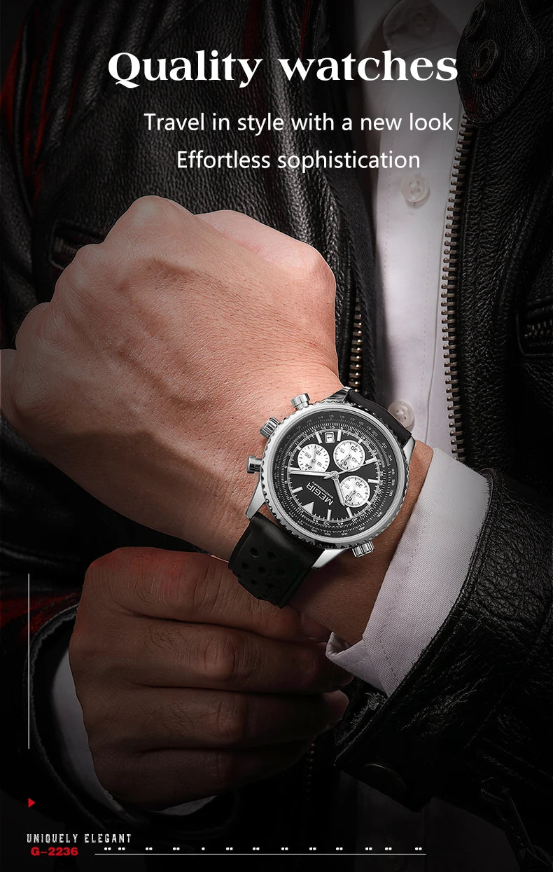 MEGIR – Men’s Military 2276 Watch with Silicone Strap and Chronograph