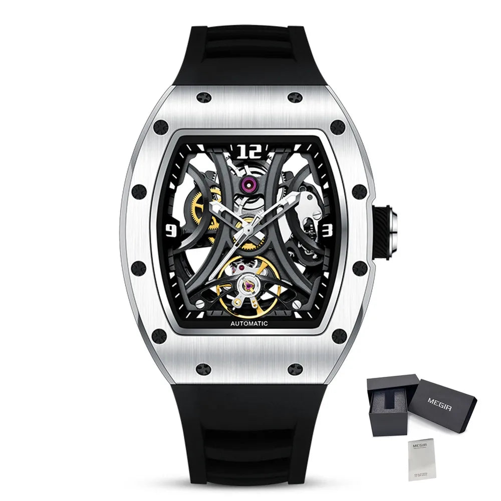 Automatic SteelSport Skeleton Watch – Men’s Mechanical with Silicone Strap