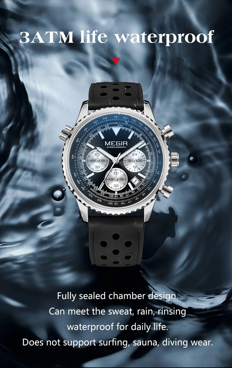 MEGIR – Men’s Military 2276 Watch with Silicone Strap and Chronograph
