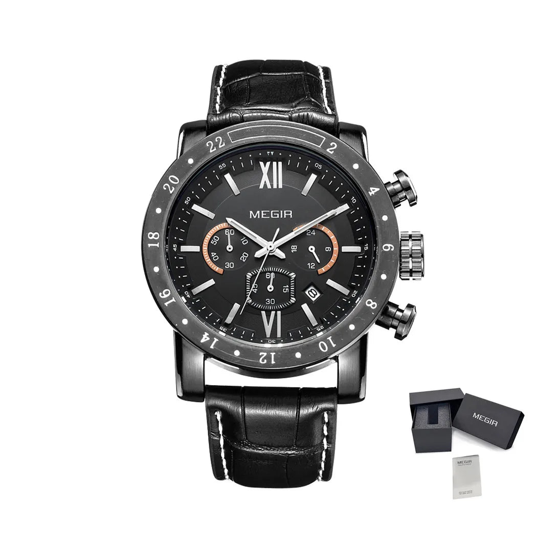 MEGIR Men’s Luxury Watch – Stainless Steel Chronograph with Water Resistance