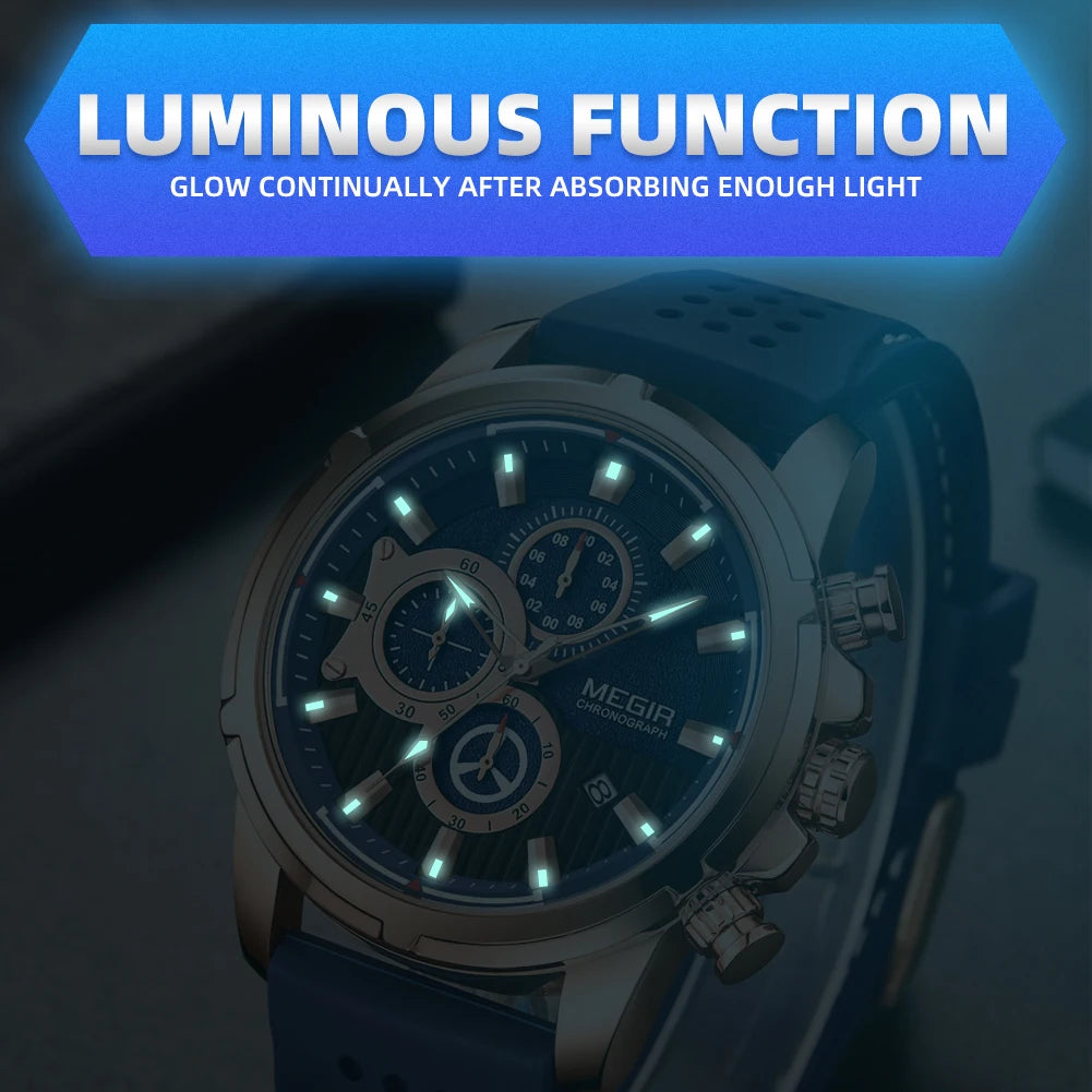 Men’s Quartz Chronograph 5090 Watch with Silicone Strap and Water Resistance