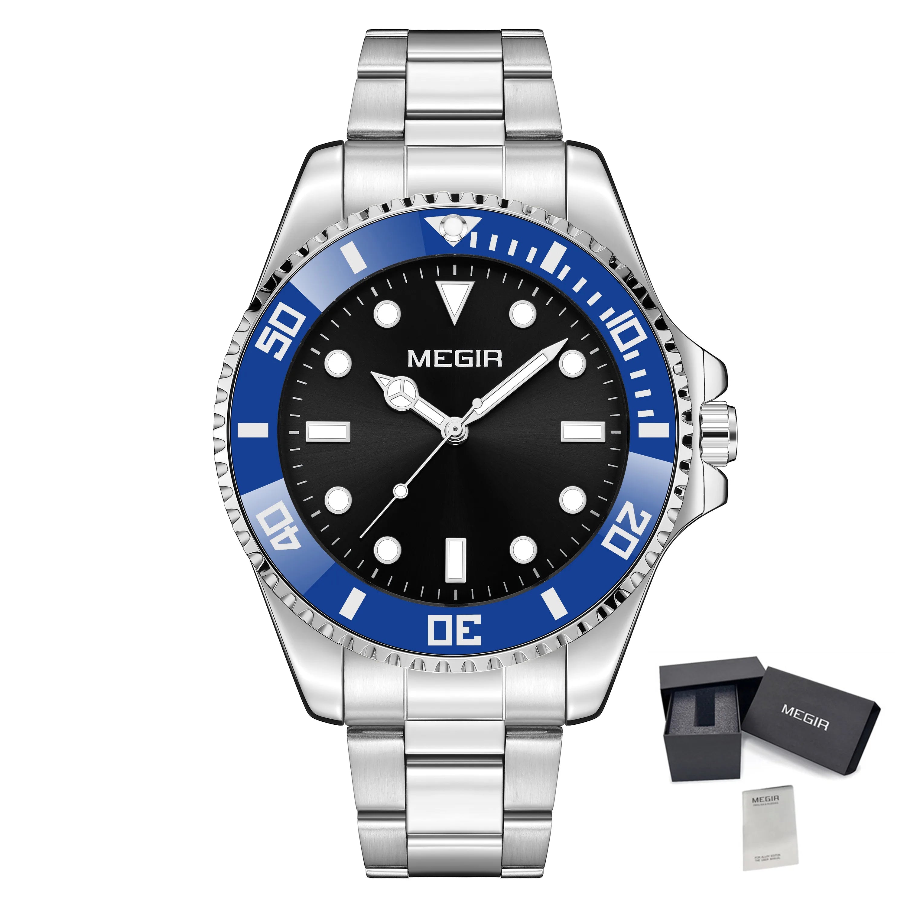 Megir Men’s Premium Quartz Watch with Stainless Steel Strap and Hidden Clasp