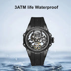 Luxury Men’s Automatic Mechanical Watch with Stainless Steel Skeleton Dial