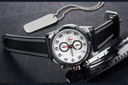 MEGIR Men’s Military Watch with Chronograph, Leather Strap, and Water Resistance