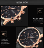 Men’s Sport Chronograph Watch with Leather Strap – Modern & Durable Design
