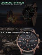 Men’s Sport Chronograph Watch with Leather Strap – Modern & Durable Design