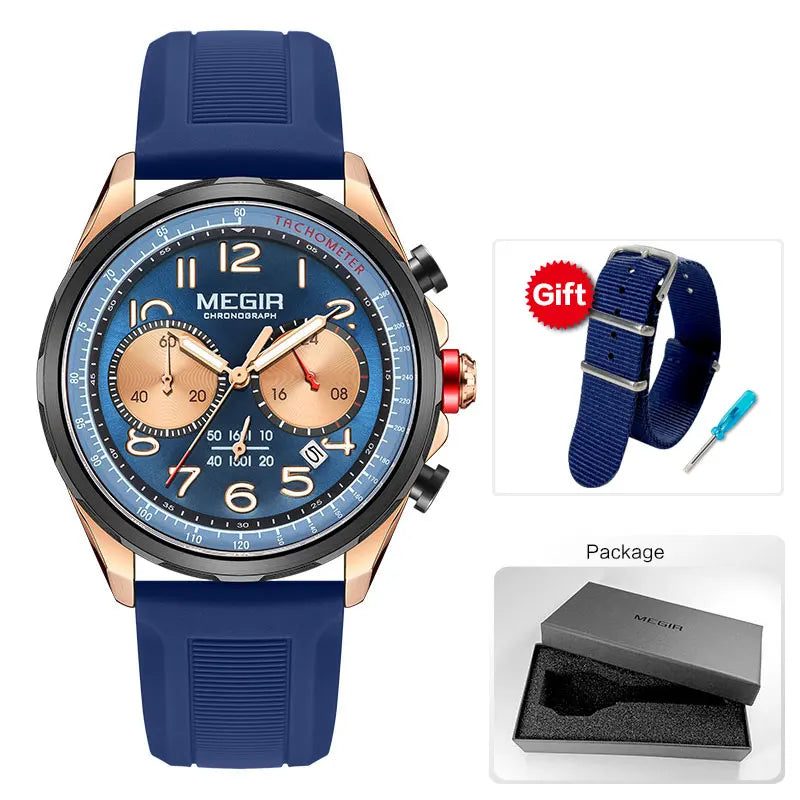 Megir SportFlex – Men's Chronograph Watch with Silicone Strap