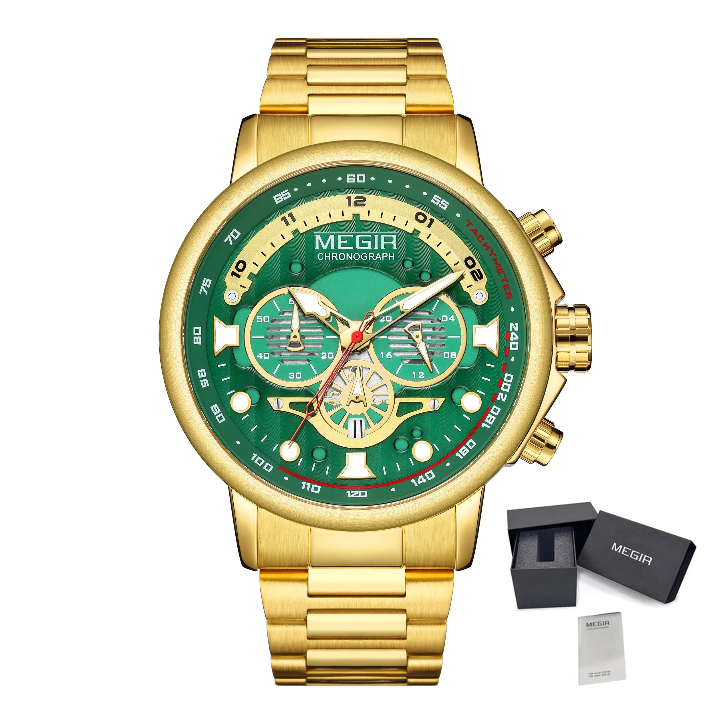 MEGIR Men’s Luxury 8890 Watch – Stainless Steel Chronograph & Water Resistant