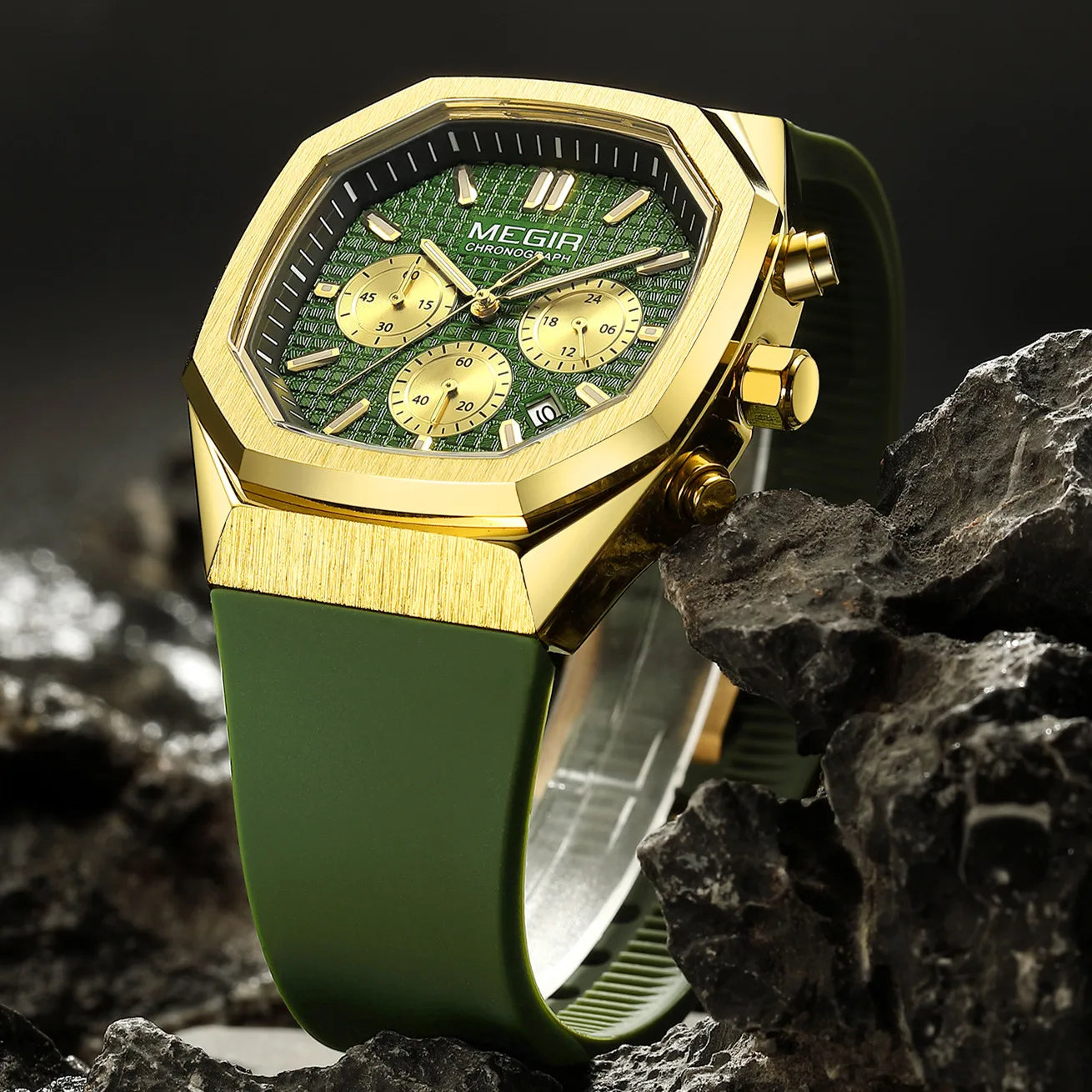 MEGIR 2215 Men’s Sport Watch with Chronograph, Silicone Strap & Analog-Digital Display