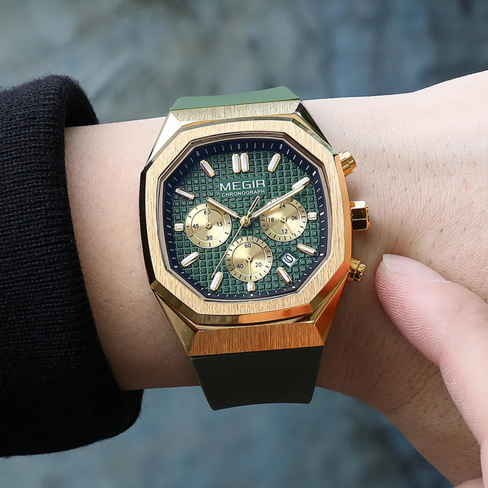 MEGIR 2215 Men’s Sport Watch with Chronograph, Silicone Strap & Analog-Digital Display