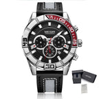 MEGIR Men’s Watch – Waterproof Sport Chronograph with Leather Strap