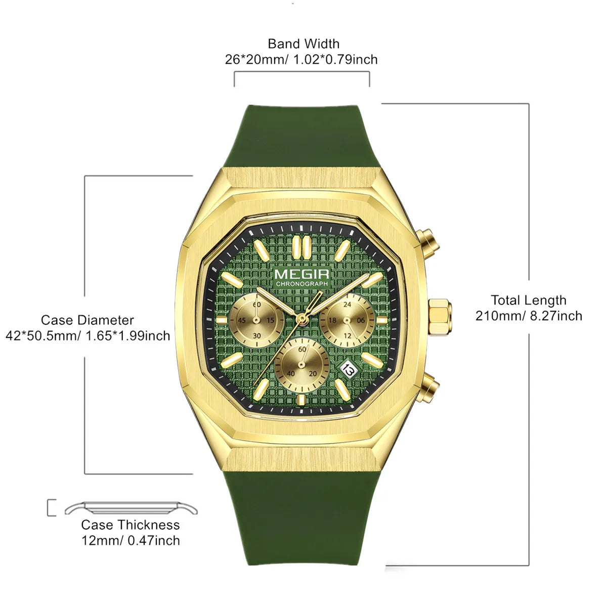 MEGIR 2215 Men’s Sport Watch with Chronograph, Silicone Strap & Analog-Digital Display