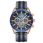 MEGIR Sport Watch for Men Chronograph Quartz Wristwatch with Honeycomb Texture Dial Canvas Band Date Decorative Tachymeter Bezel