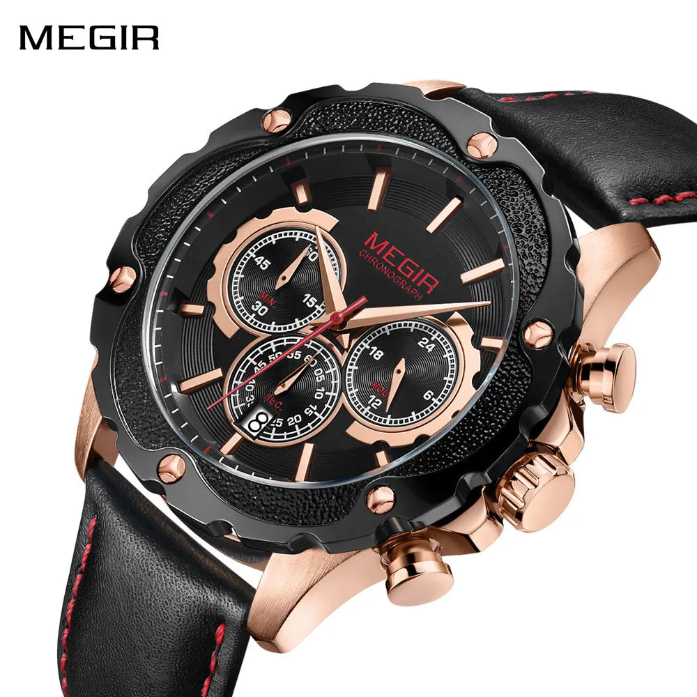 Men’s Sport 6586 Watch – Chronograph with Leather Strap