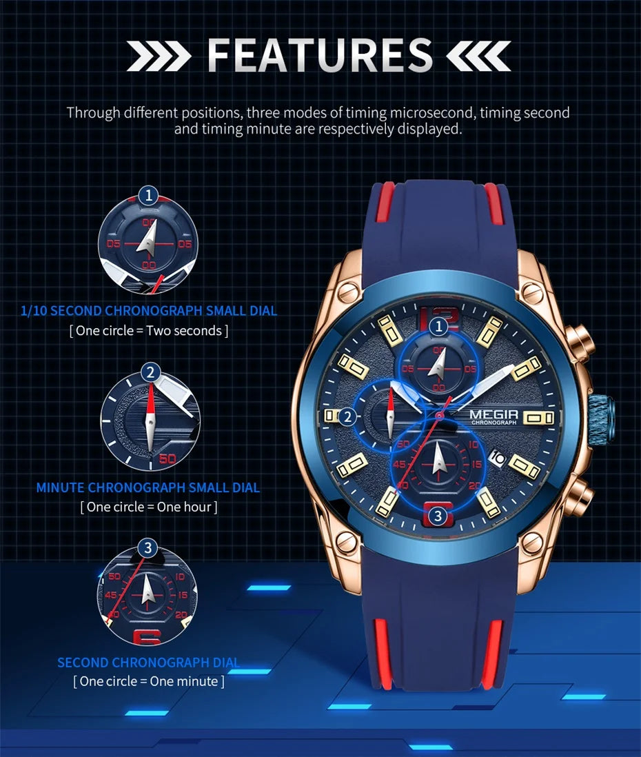 Megir Sport 2063 – Men’s Silicone Chronograph