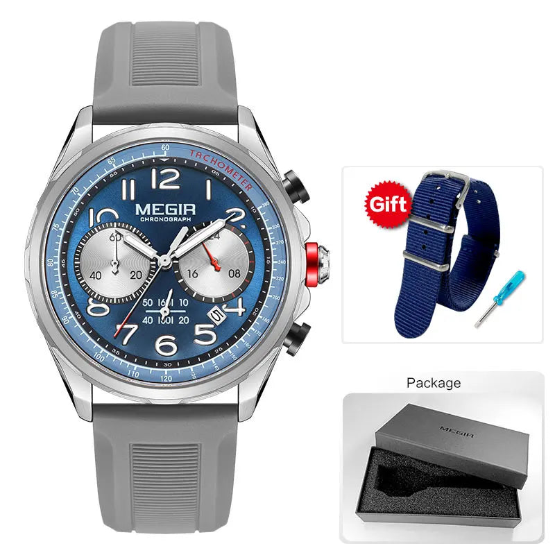 Megir SportFlex – Men's Chronograph Watch with Silicone Strap