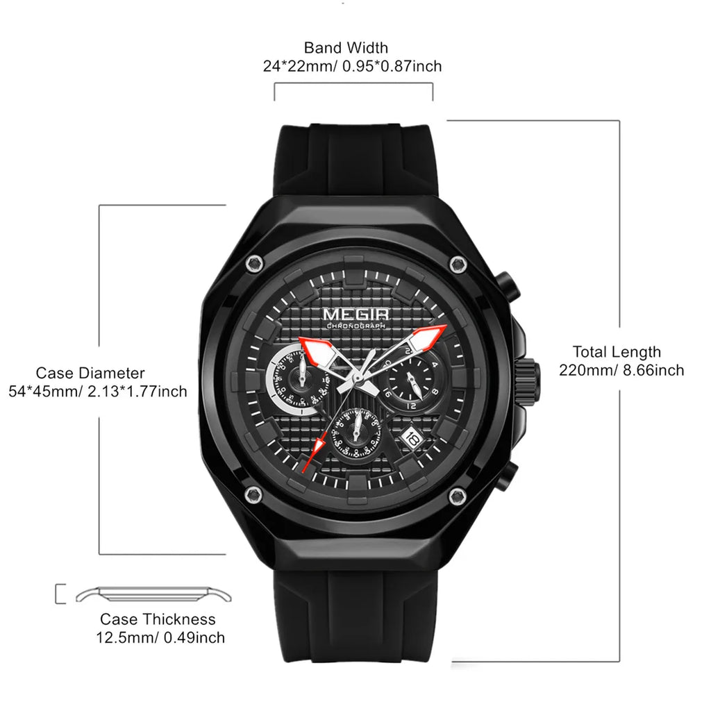 Men’s Military 8138 Watch – Chronograph with Silicone Strap