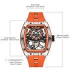 MEGIR Herren-Automatik-Sportuhr mit Hardlex-Glas und Skelett-Design