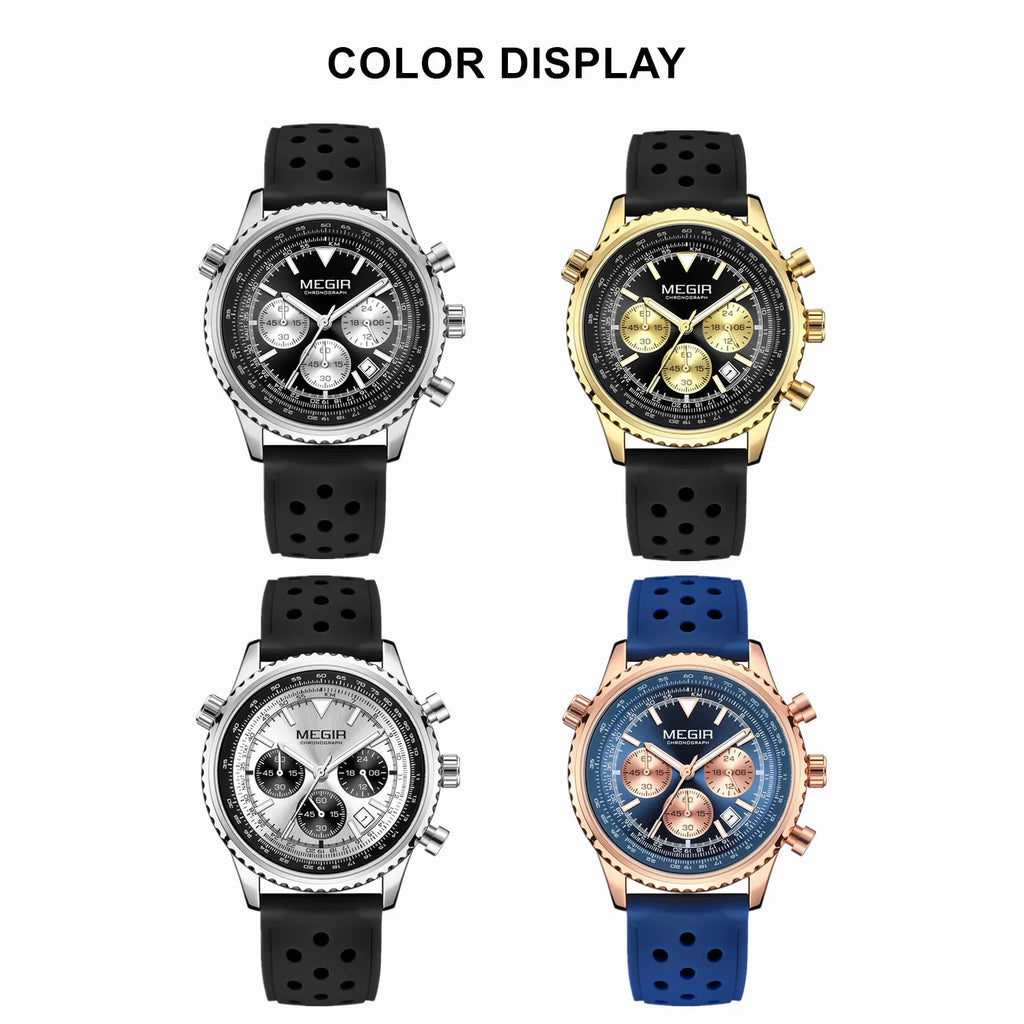 MEGIR – Men’s Military 2276 Watch with Silicone Strap and Chronograph
