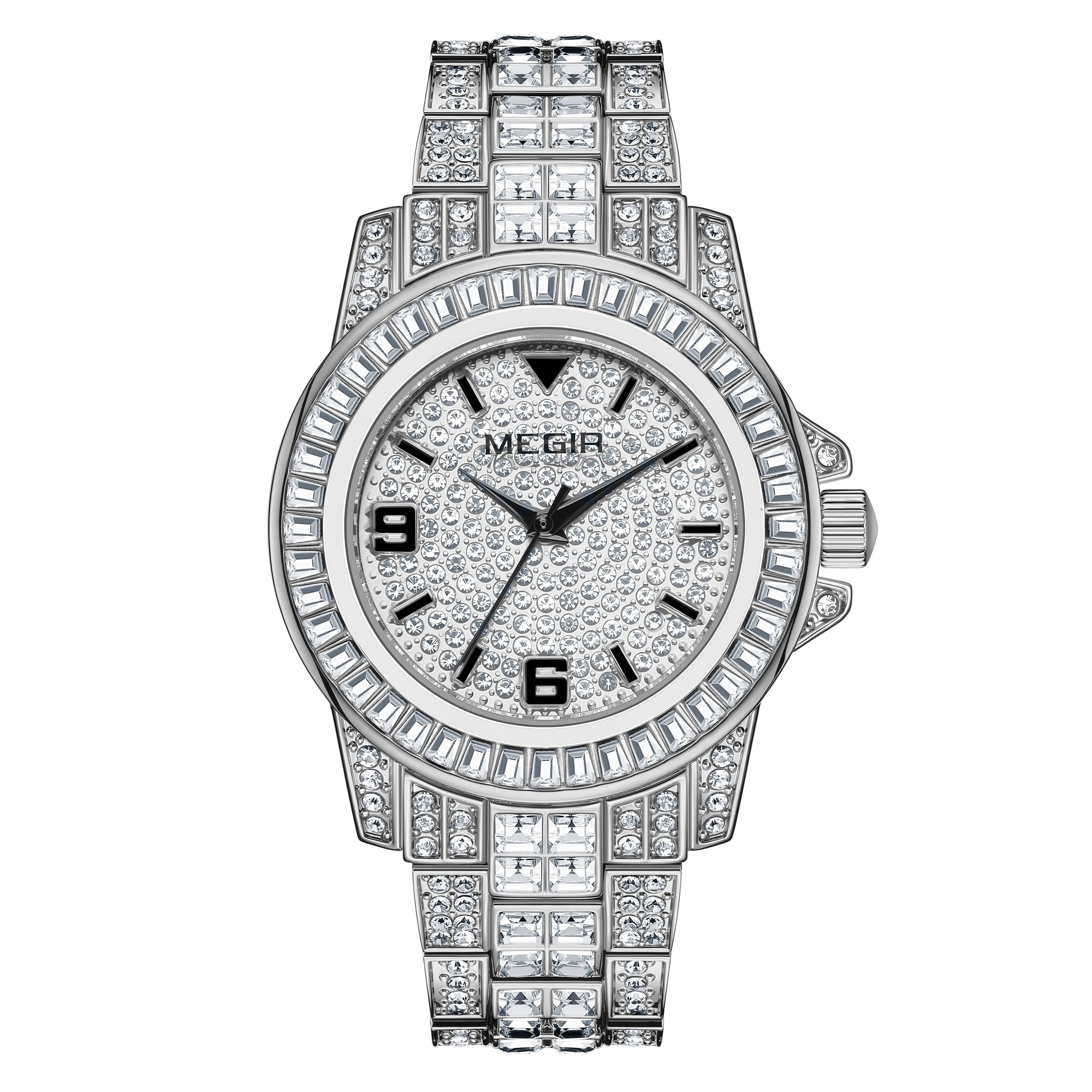 MEGIR Men’s Watch with Diamond Accents & Large Dial – Business Style Timepiece