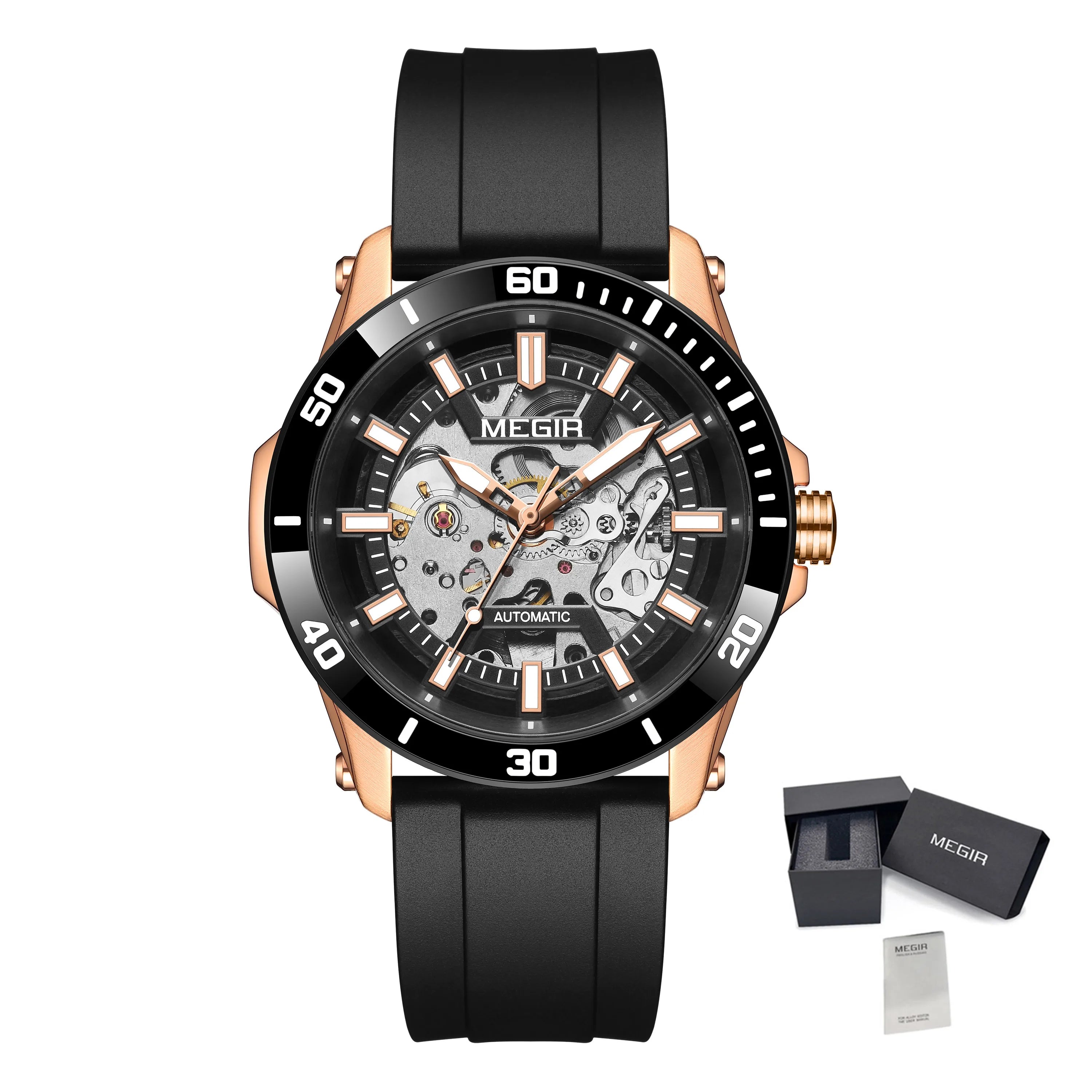 MEGIR 8605 Men’s Mechanical Watch with Stainless Steel Case and Sapphire Crystal