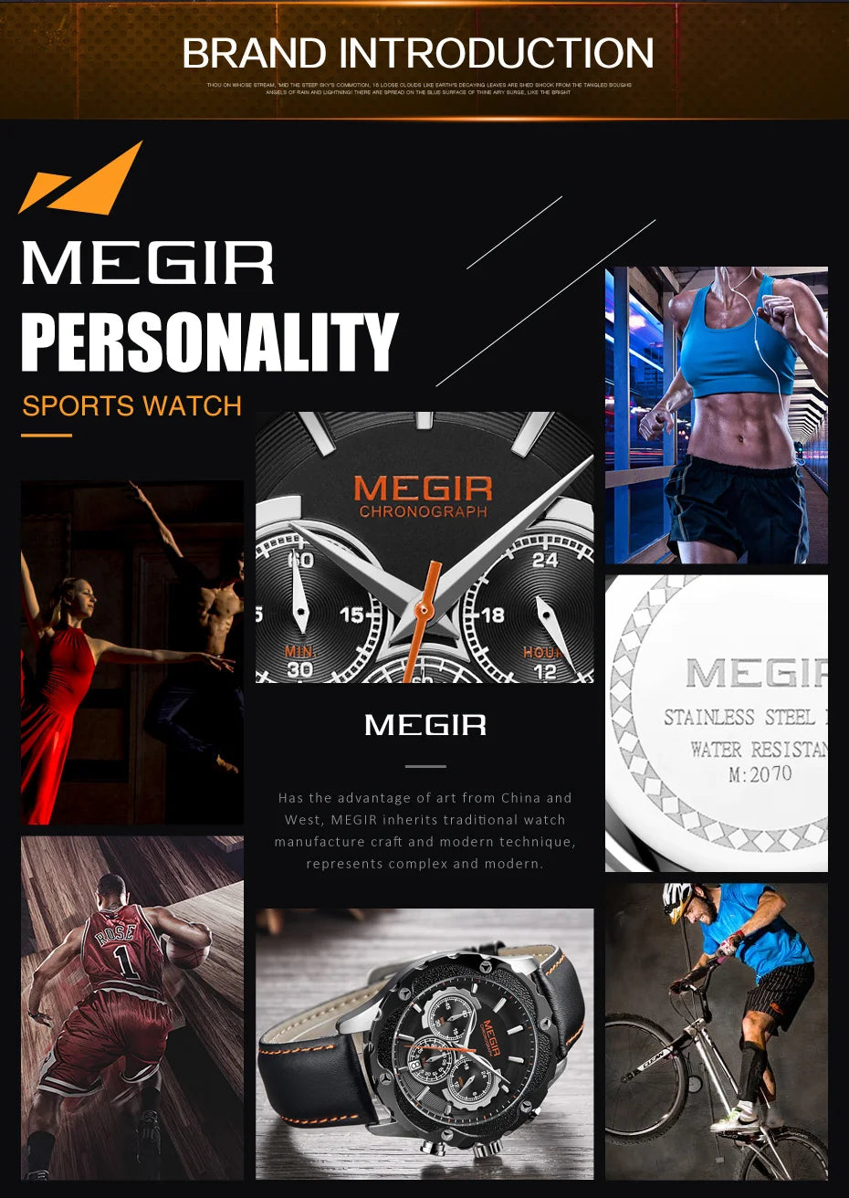 Men’s Sport 6586 Watch – Chronograph with Leather Strap