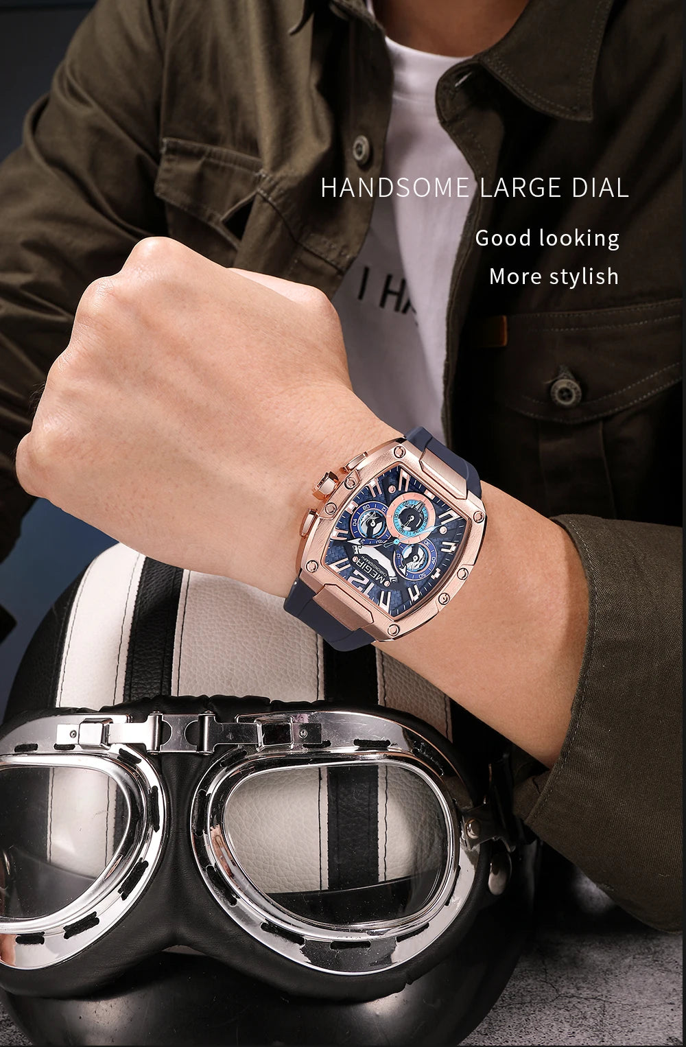 MEGIR Men’s Watch – Waterproof Sport Chronograph with Large Dial