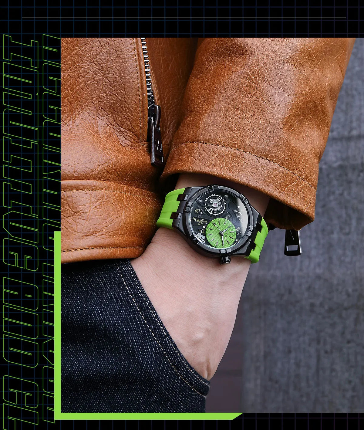 Herren-Sportuhr 4080 – Wasserdicht mit Leuchtanzeige und Silikonarmband 